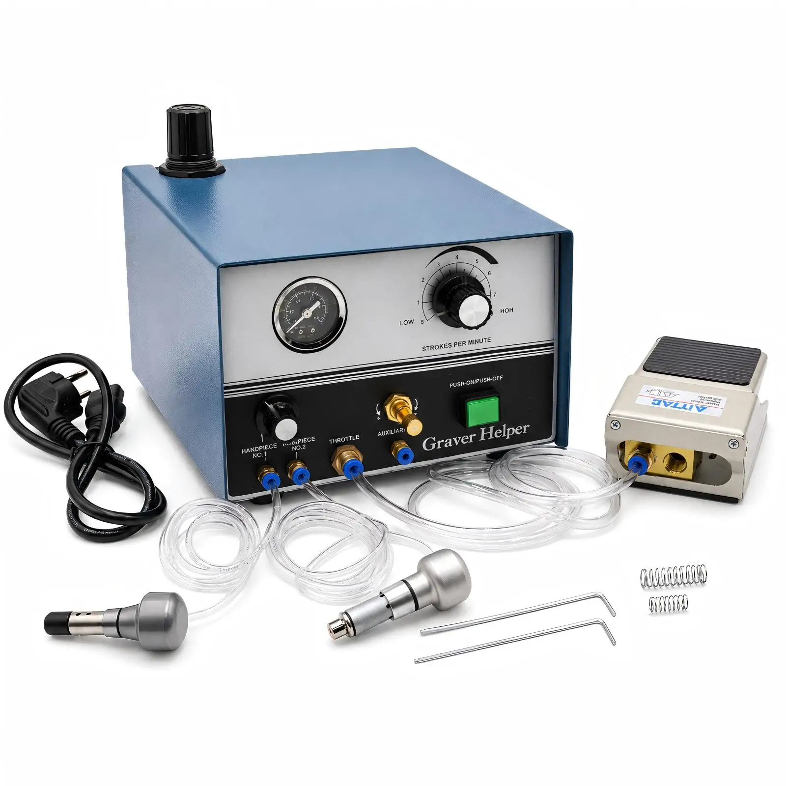 PHYHOO High Quality Graver Helper Pneumatic Engraving Machine with Two Handpieces Jewelry Tools & Equipment 110V/220V