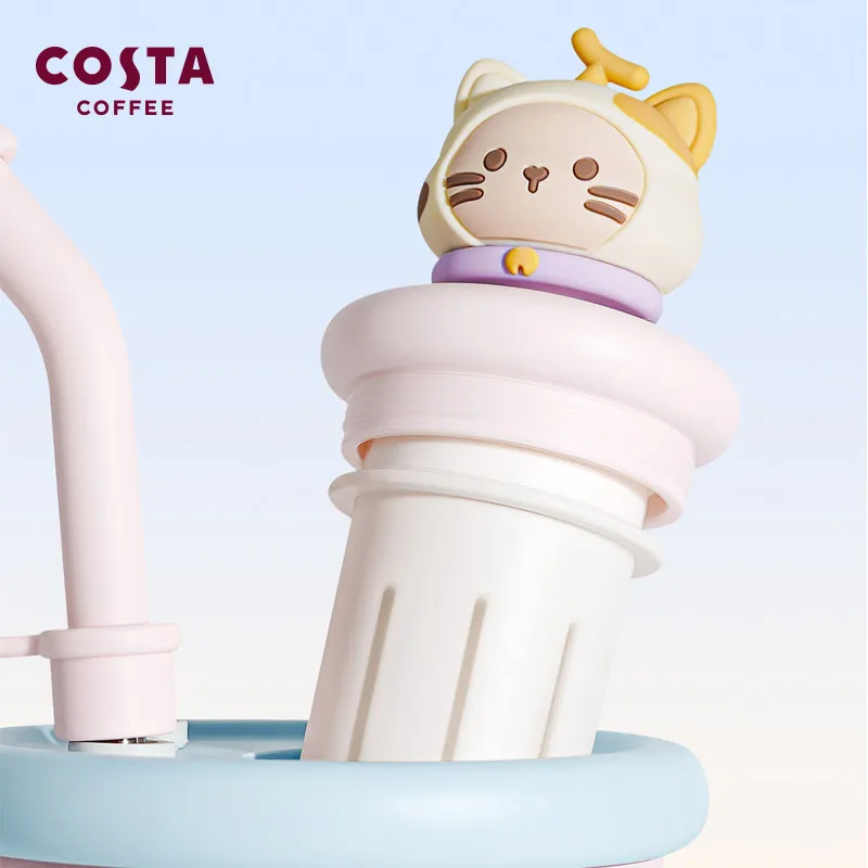 COSTA Mini Giant Vacuum Insulated Tumbler - Blessed Cat with Matching Blessed Cat Plush Doll, 900ml