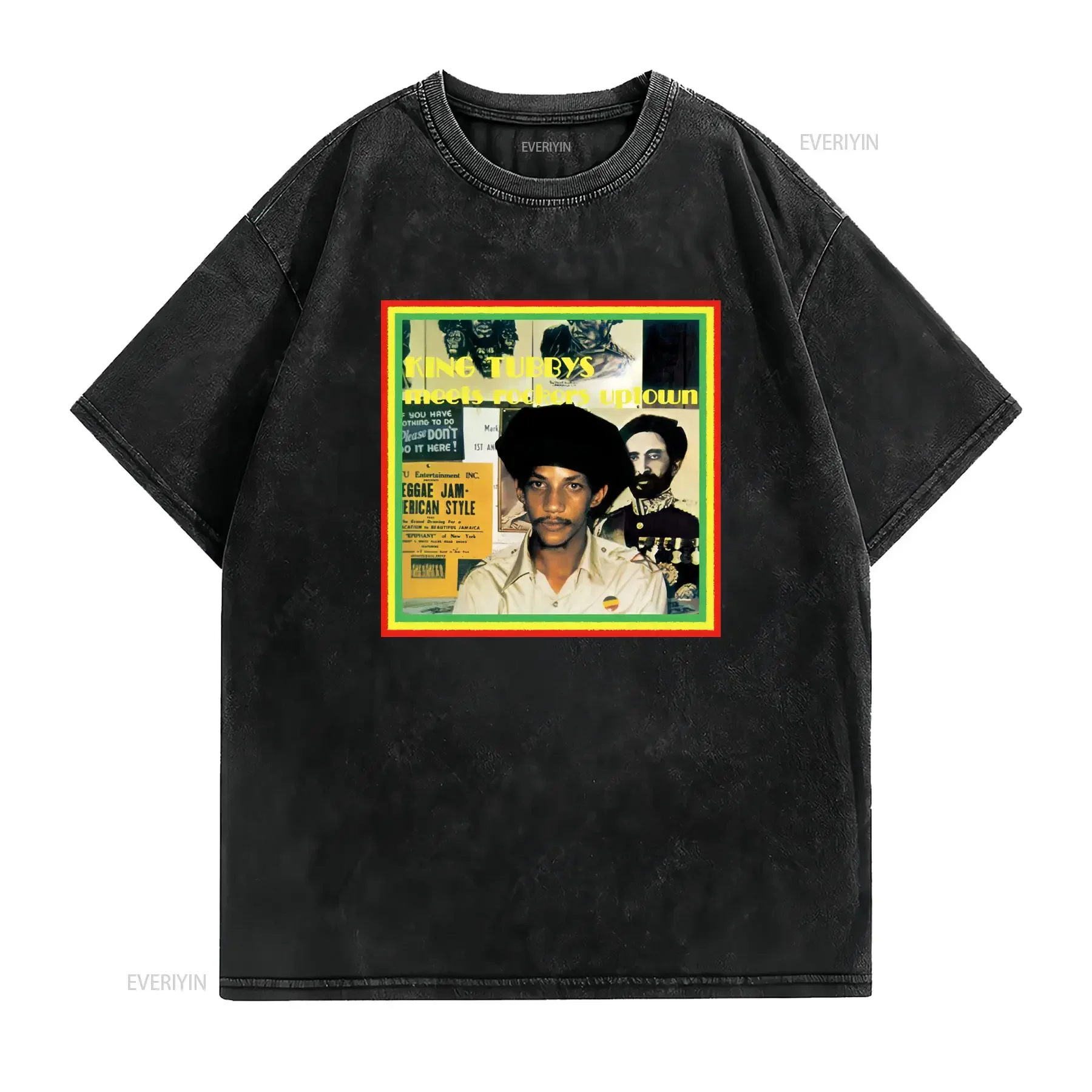 King Tubbys Meets Rockers Uptown Retro Reggae T Shirt Black vintage Washed homme Unisex designer clothes Stylish Versatile