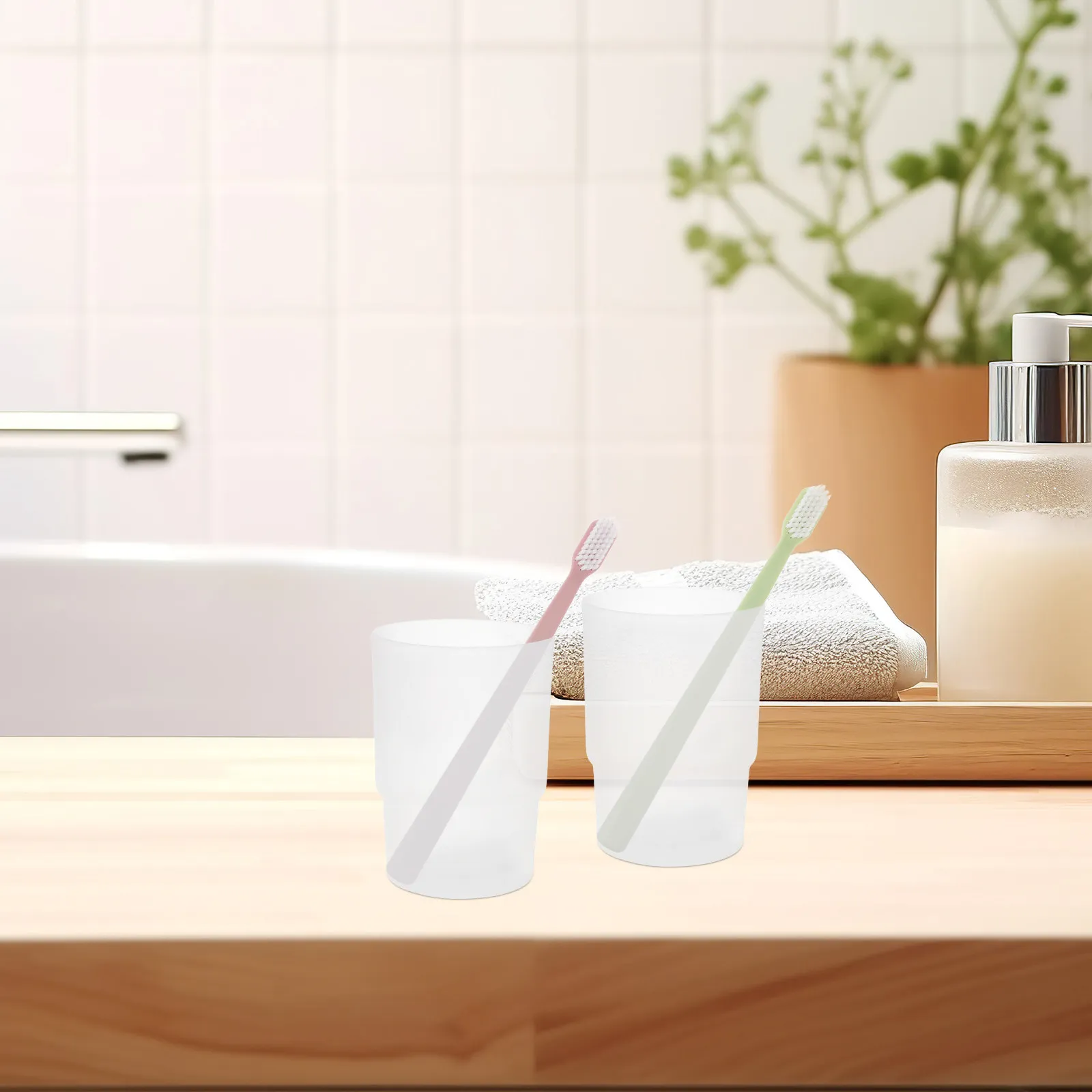 

2Pcs Glass Toothbrush Holder for Bathroom Toothpaste Storage Cup Holder Clear Glass Washing Cups Bathroom Supplies