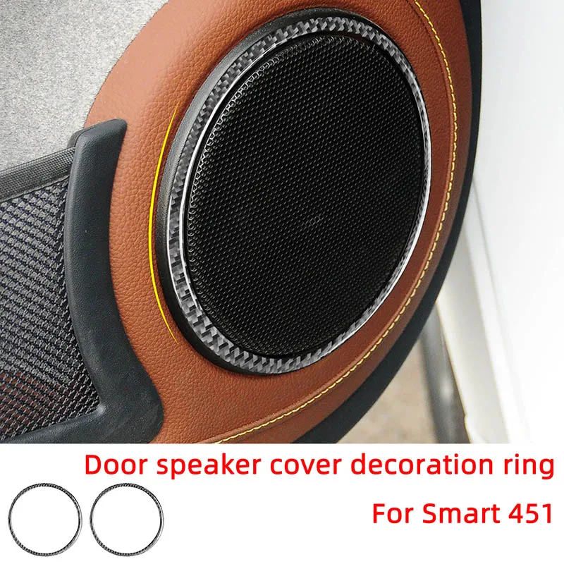 Carbon Fiber Door Speaker Cover Decoraation Ring Car Stickers For Mercedes Smart 451 Fortwo Brabus Inteior Accessories