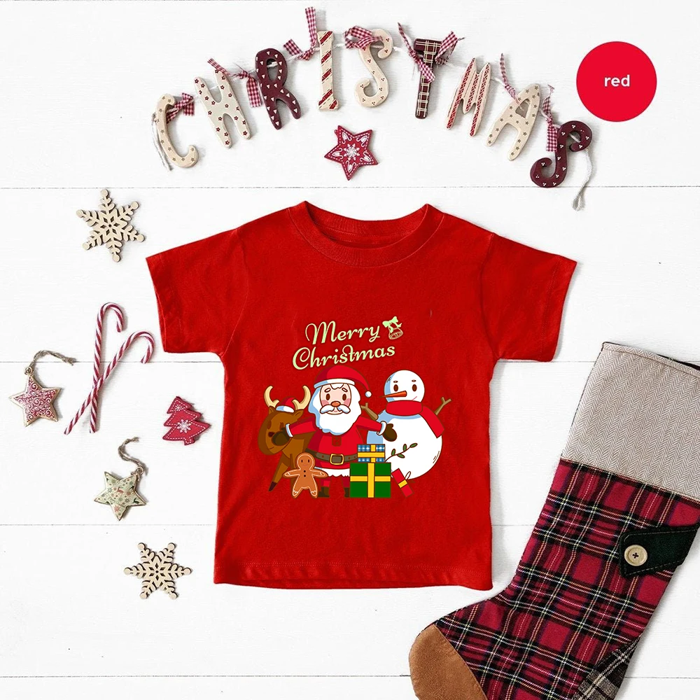 

Merry Christmas Kids Tshirt Christmas Children Kids T-shirt Tee Tops Kids Cartoon Printing Clothes Children Festival Wear