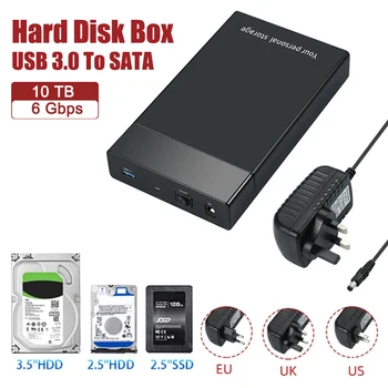 HDD Kutusu 3.5 ''2.5'' SATA USB 3.0 Adaptörü Harici Sabit Disk Disk Muhafazası 3.5 Inç SSD Disk 6 Gbps 10 TB HDD Kutusu Kasa
