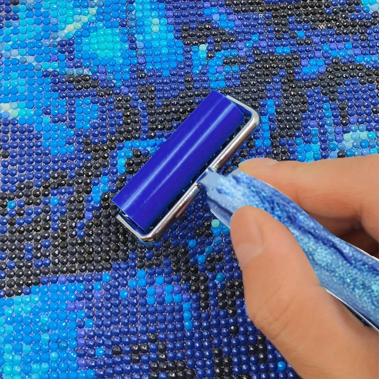 Diamond Pen with Flowing Sand Texture in Dark Colors, Rhinestone Pen Set, Threaded Plastic Head, Multifunctional DIY Diamond Pen 5D Diamond Tool Set (with Roller and Adhesive Pad) - view 6