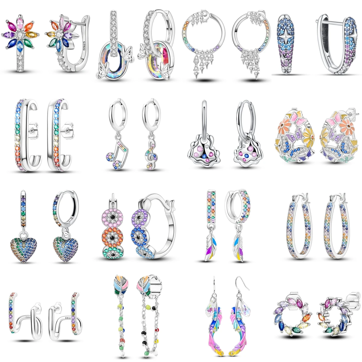 

Orstarry серьги из стерлингового серебра 925 пробы женские ювелирные изделия 2025 цветной циркон обруч серьги-гвоздики свадебные подарки на годовщину