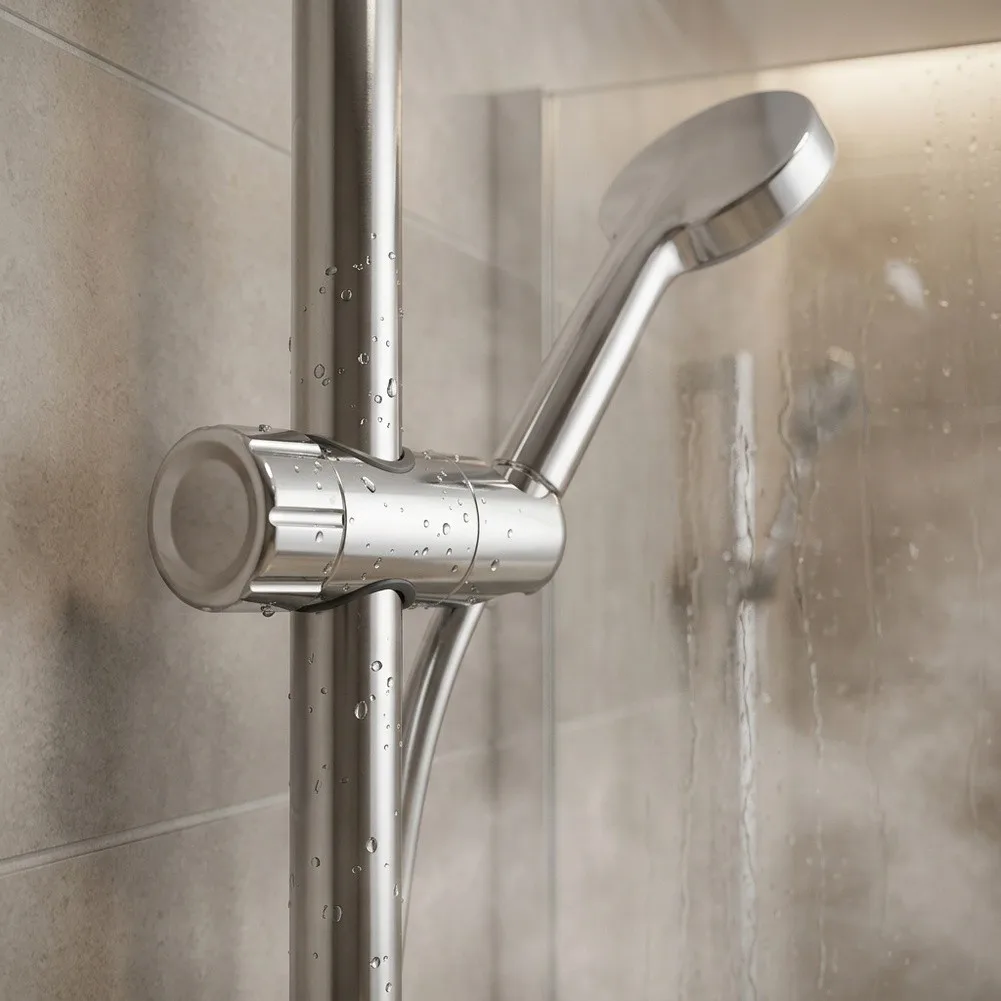 1Pc 360 Degree Adjustable Shower Head Holder For 28-32mm Slide Bar Drill-Free ABS Bracket With Rubber Pad Tool-Free Installation
