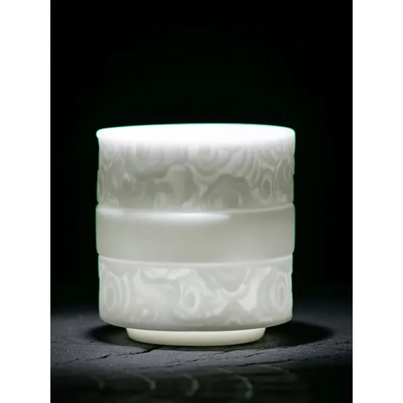 Dehua White Porcelain Kung Fu Tea Set Single Master Cup Ice Type Suet Jade Teacup Elegant Gift for Tea Lovers High Quality