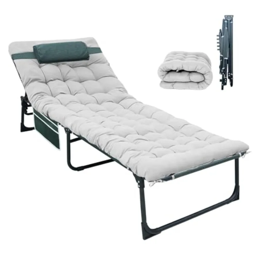 

YELLOW JACKET Folding Sleeping Cot with Mattress for Adults 450lbs Max Load Portable Camping Cot with Pillow Adjustable 5-Posit