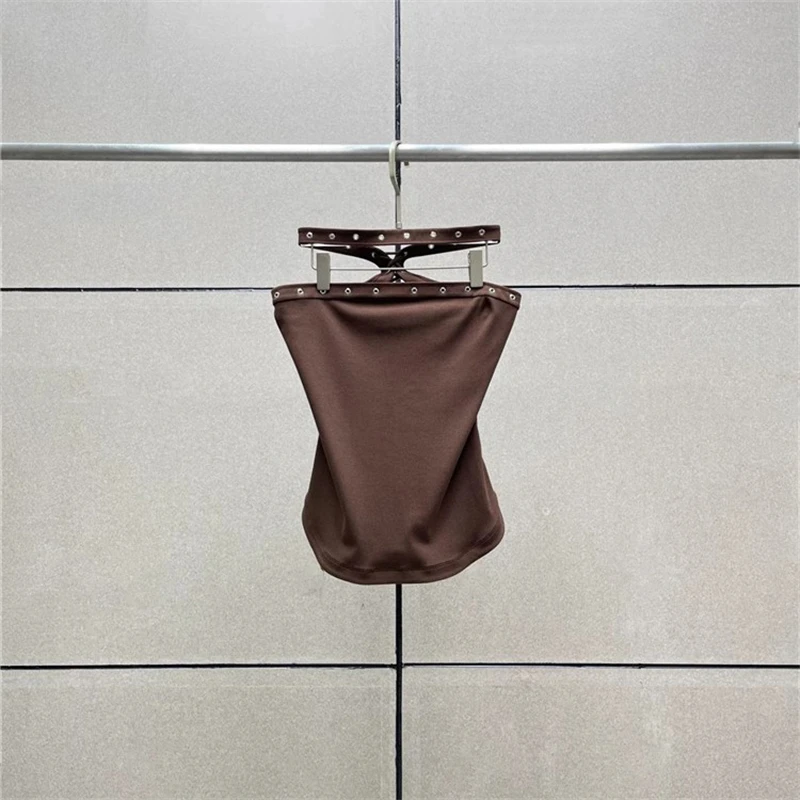 Zomer Nieuwe Dames Sexy Holle Off-Shoulder Halternek Strappy Vest Y 2K Mode Casual Hot Girl Slanke Afslankende Top