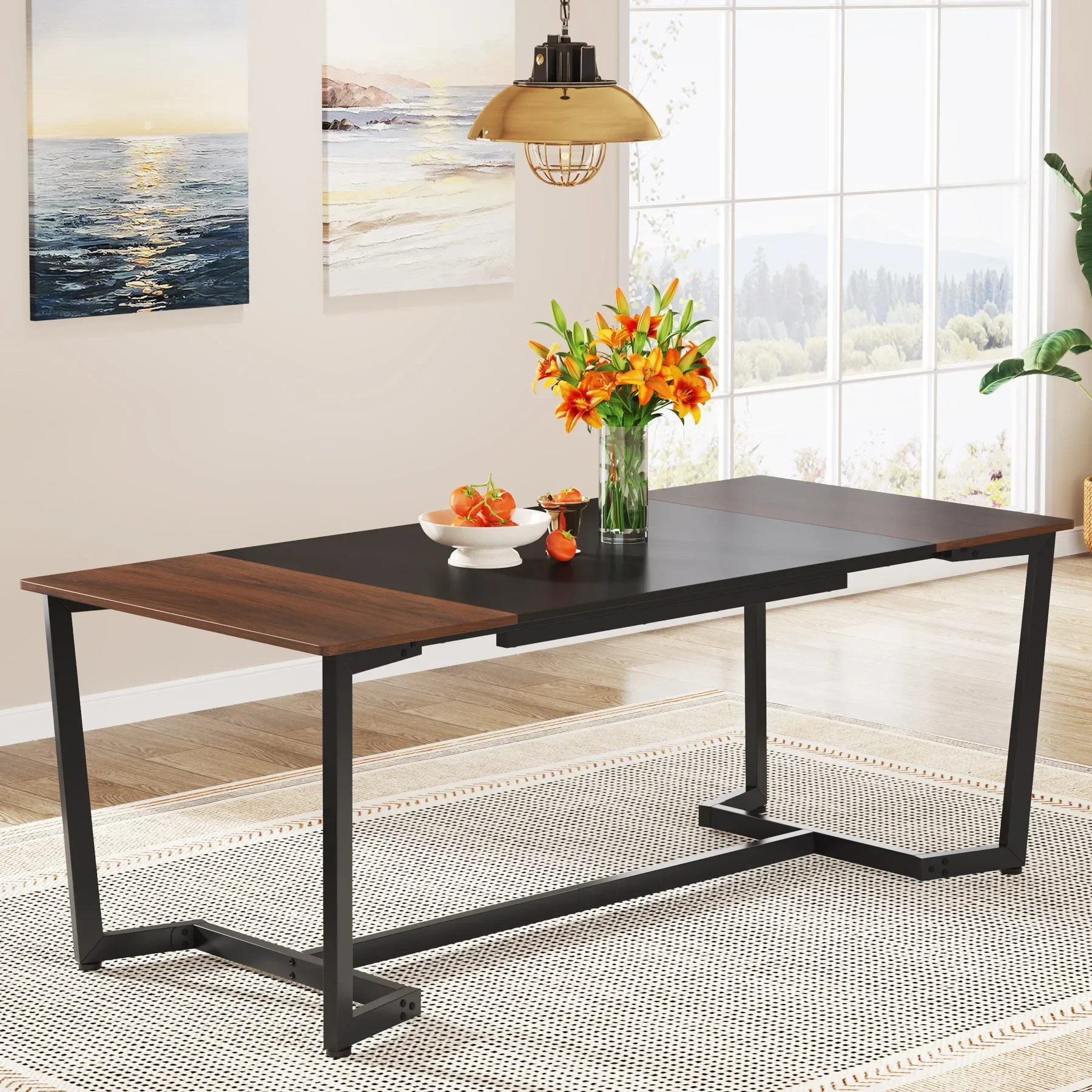 Tribesigns Dining Table for 6, Industrial Kitchen Table Dining Room Table, 71 inch Rectangular Dining Table