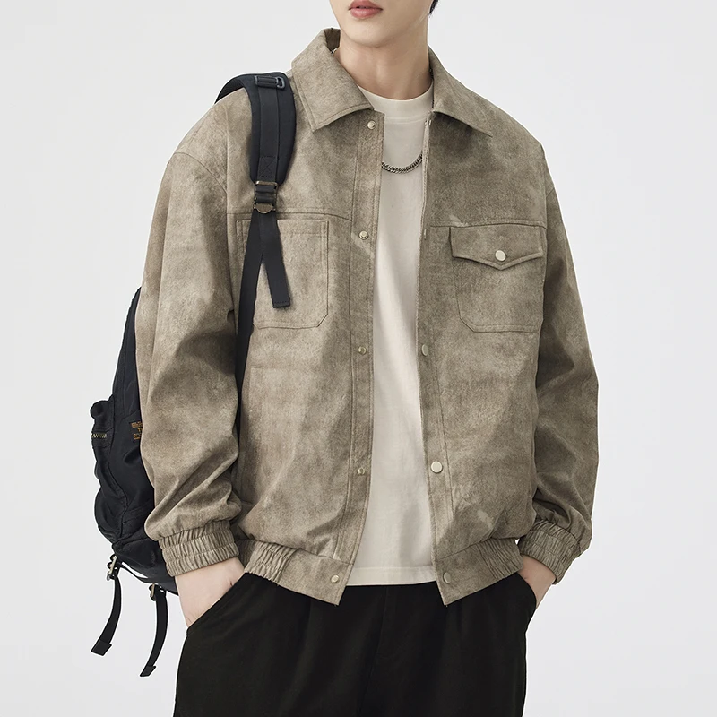 

GIOIOMская куртка, весенне-осенняя новая свободная повседневная мужская куртка с отложным воротником и принтом тай-дай в американском стиле