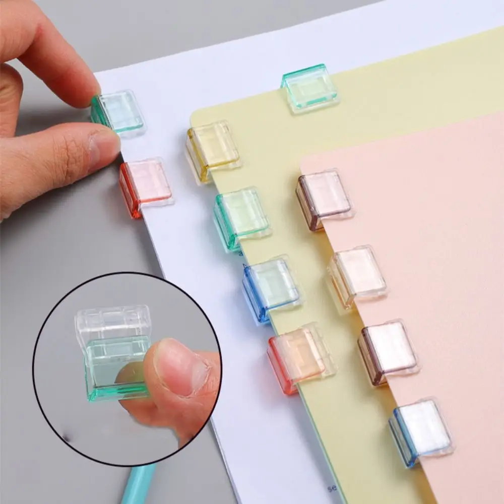 High Quality Candy Color Letter Paper Clip Transparent Plastic Test Paper File Folder Multi-function Push Clip Stationery