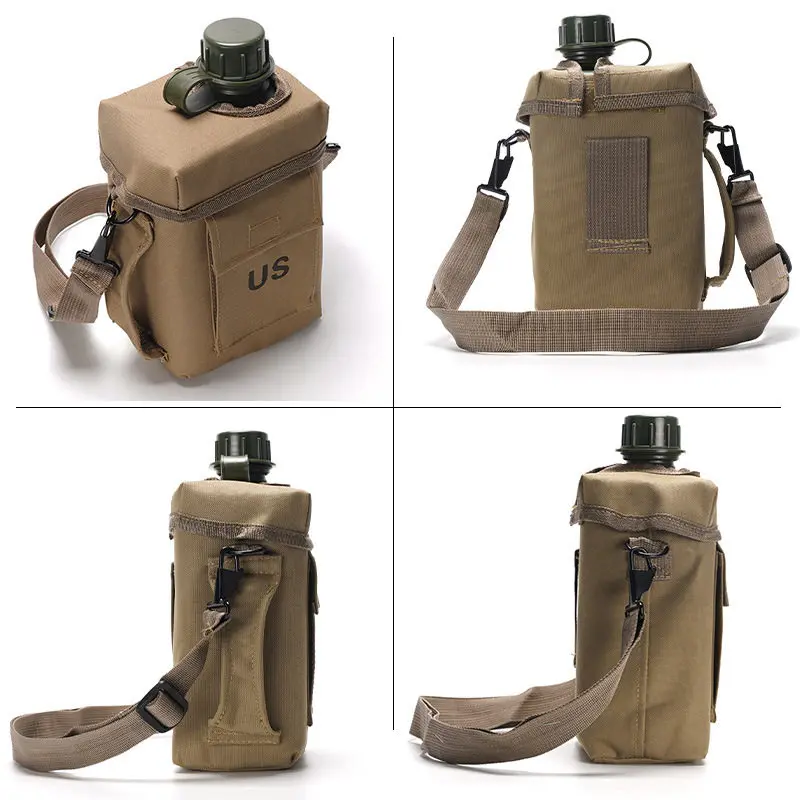 2L Large Capacity Military Outdoor Water Bottle Army Flat Canteen Portable Tactical Square Flask