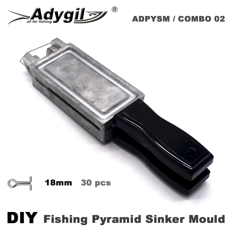 Adygil DIY Fishing Pyramid Sinker mold con 5 cavità e 30g 40g 50g 60g 80g, 30 pezzi 18mm S/S occhielli include