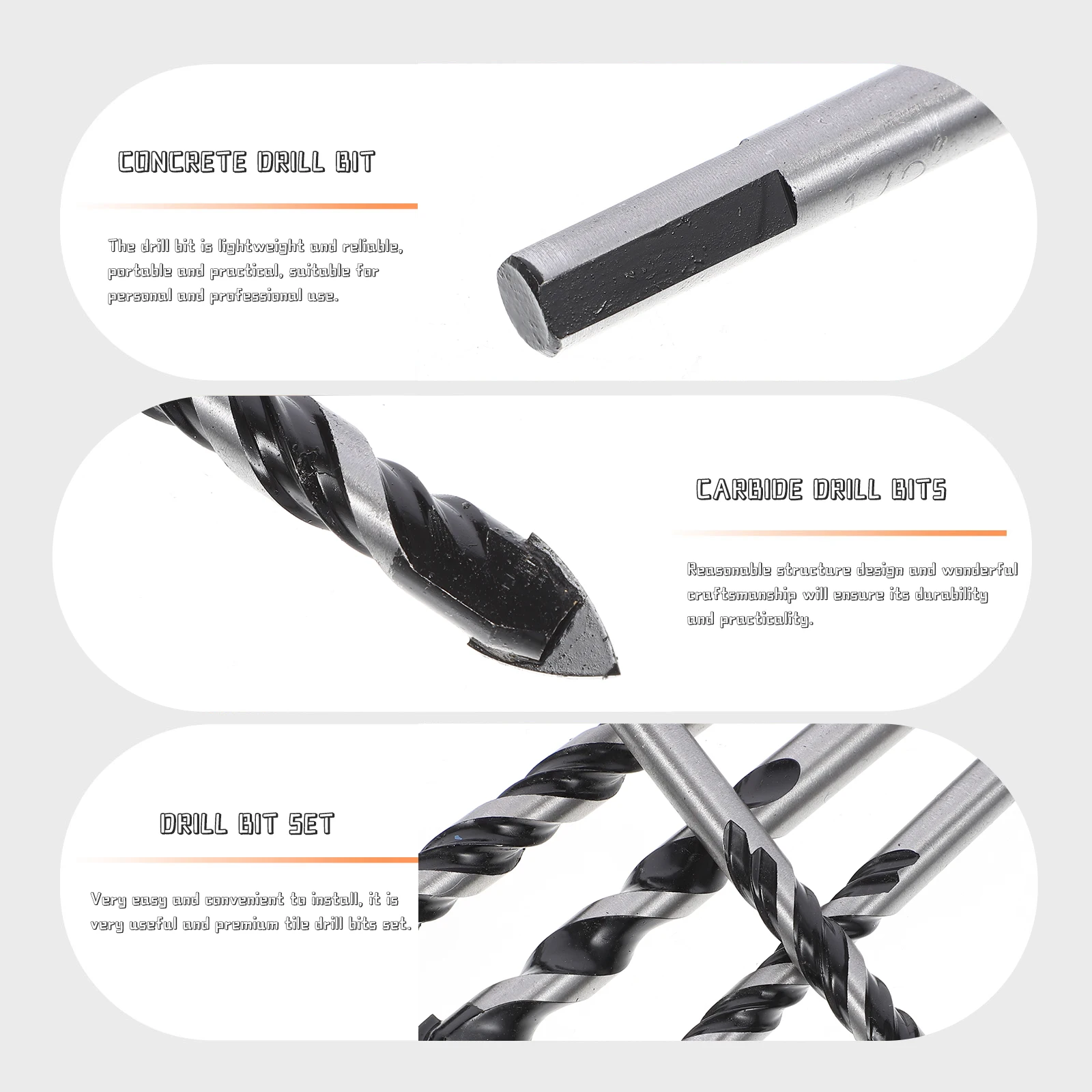 

15 Pcs Multifunctional Drill Bit Set Bits for Tile Solid Carbide Masonry Wear-resistant Concrete Drilling Alloy