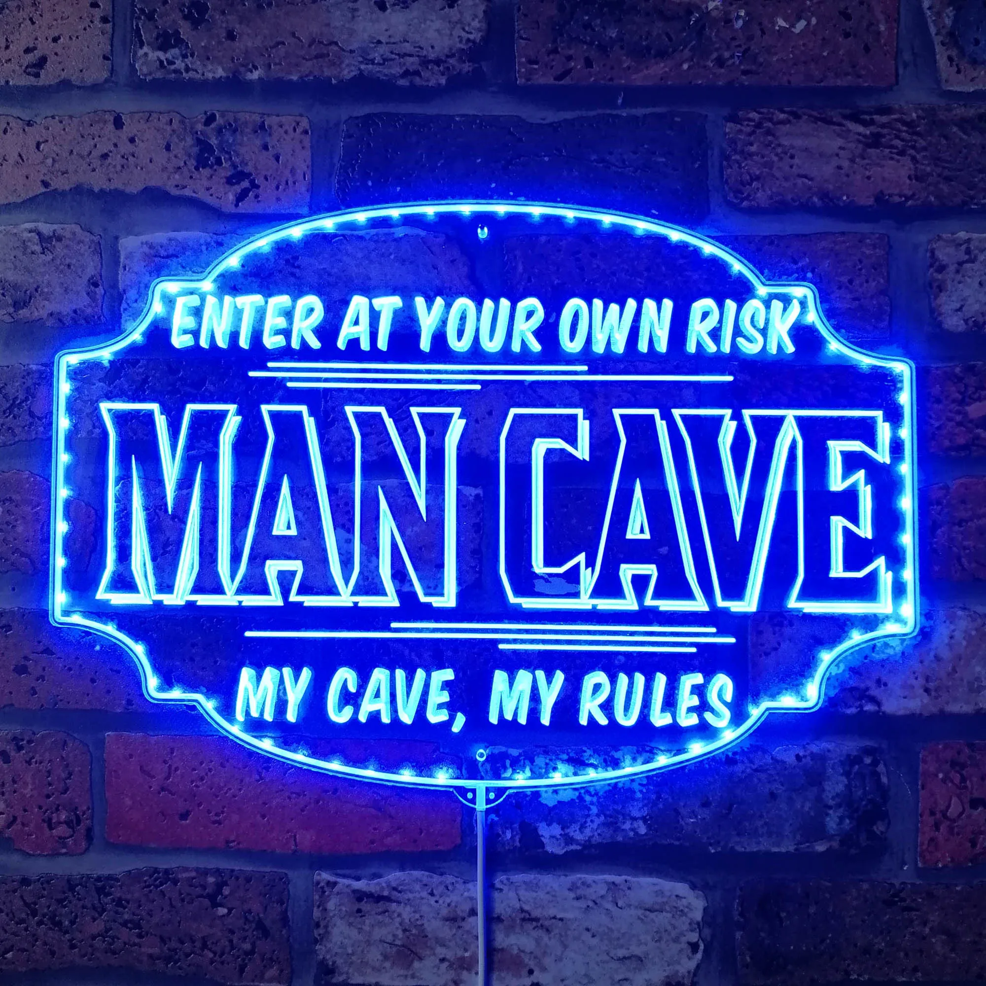 

Man Cave Rules Enter At Your Own Risk Glam Led Neon Sign st06-fnd-i0061-c