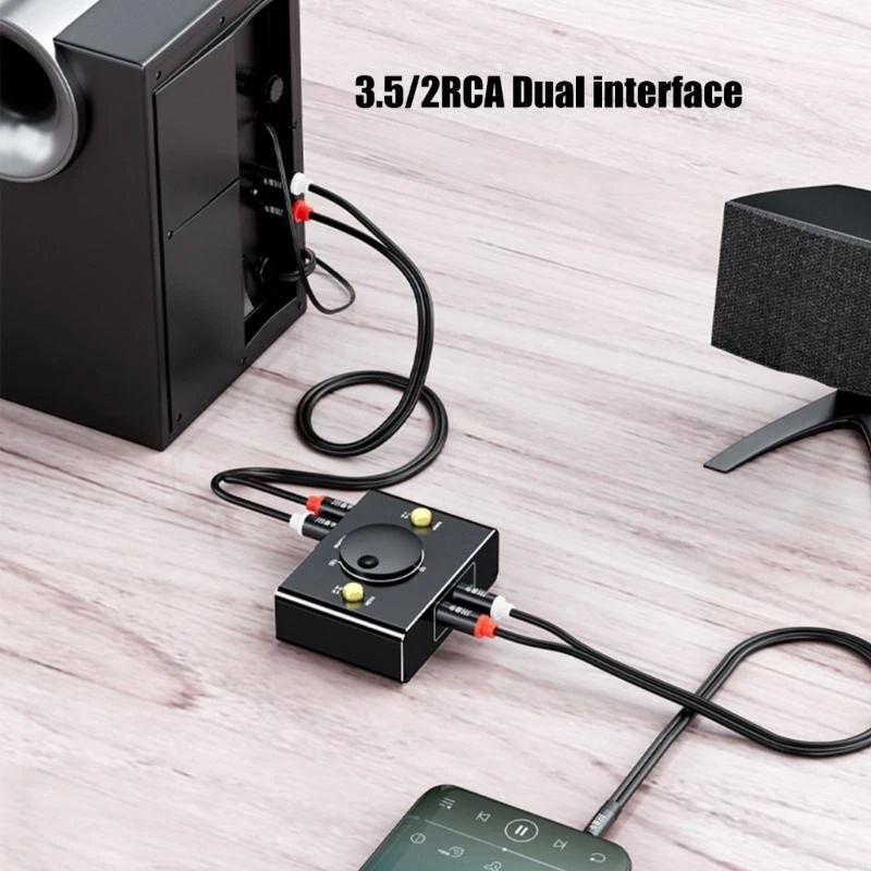 Thiết bị chuyển đổi âm thanh Q5WA 3,5mm sang 2RCA Bộ chuyển đổi chiều Không cần nguồn