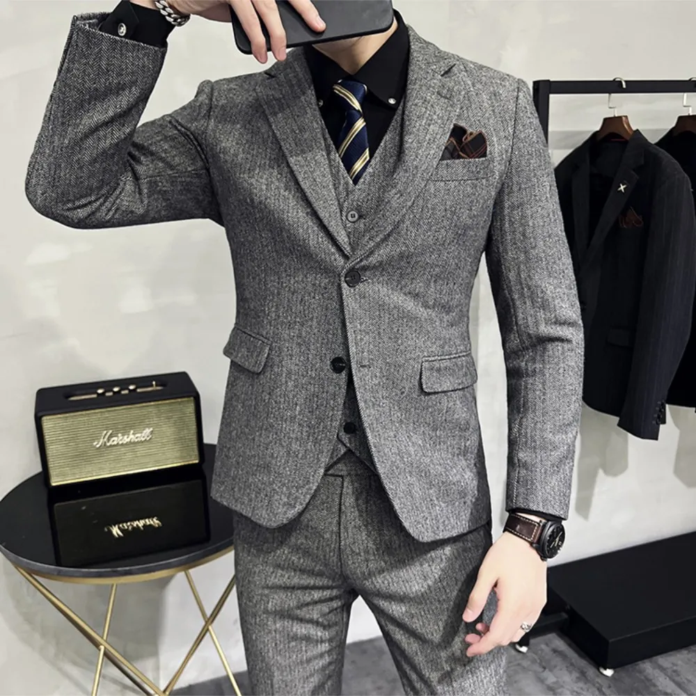 

Men Wedding Shawl Lapel Party Costume Groom Male Wear New 2024 Suit Black Satin Lapel Tuxedo 3 Pieces Double Breasted