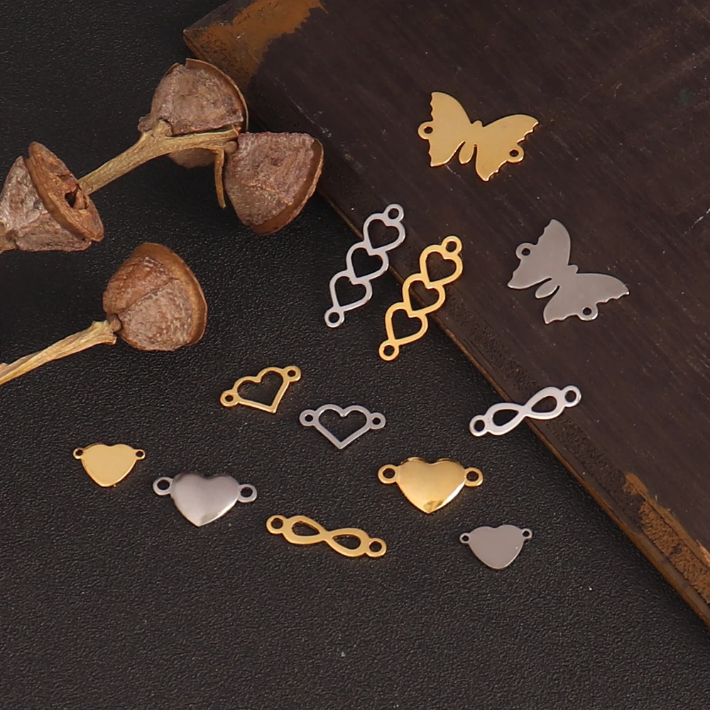 20PCS Stainless Steel Double Hole Heart love Connector Charms for Jewelry Making Disc Pendant DIY Bracelet Necklace Accessories - Image 4