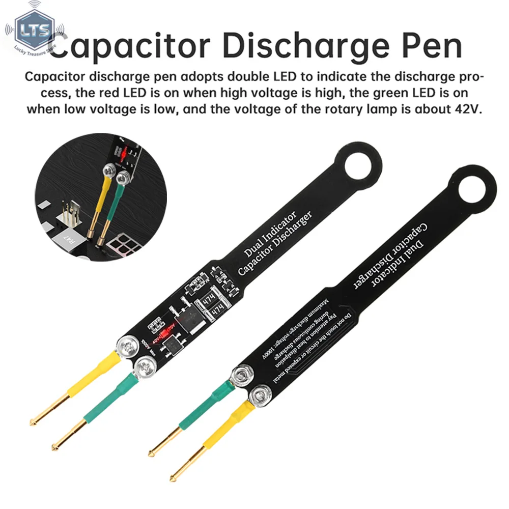 1PC 5000UF 1000V Capacitor Discharge Pen Switch Power Supply Repair Discharge Protection Tool With Dual LED