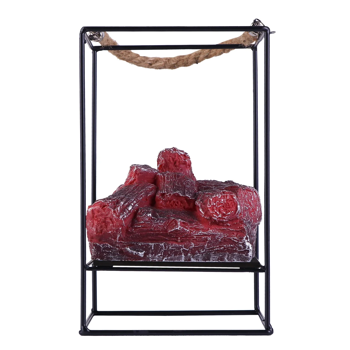 

Decorate Simulated Charcoal Holder LED Wrought Iron Table Top Fireplace Lantern