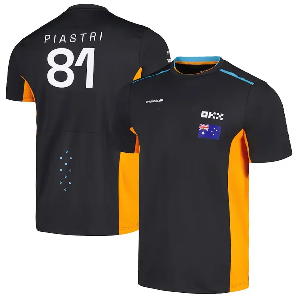 Herren-T-Shirt mit 3D-Druck, Rennmotiv, Lando Norris # 4 Fan Kurzarm-T-Shirt, schnelltrocknendes Sportoberteil für F1-Fans – Detail 3