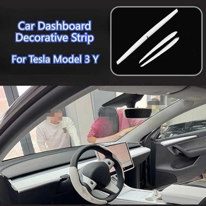 

Для Tesla Model 3 Y 2021-2024 панель приборной панели декоративная полоса защитная наклейка на дверь автомобиля центральное управление аксессуары для интерьера