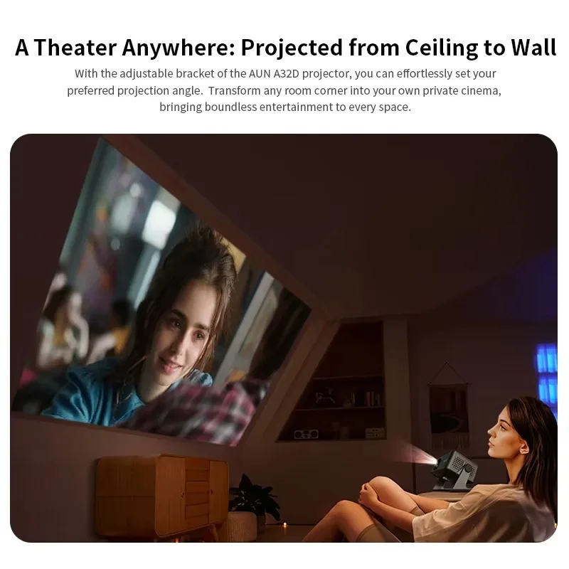 A32D Full HD 1080P Mini Projector Portable Auto Keystone LCD Electronic Focus for Home Theater & Netflix System
