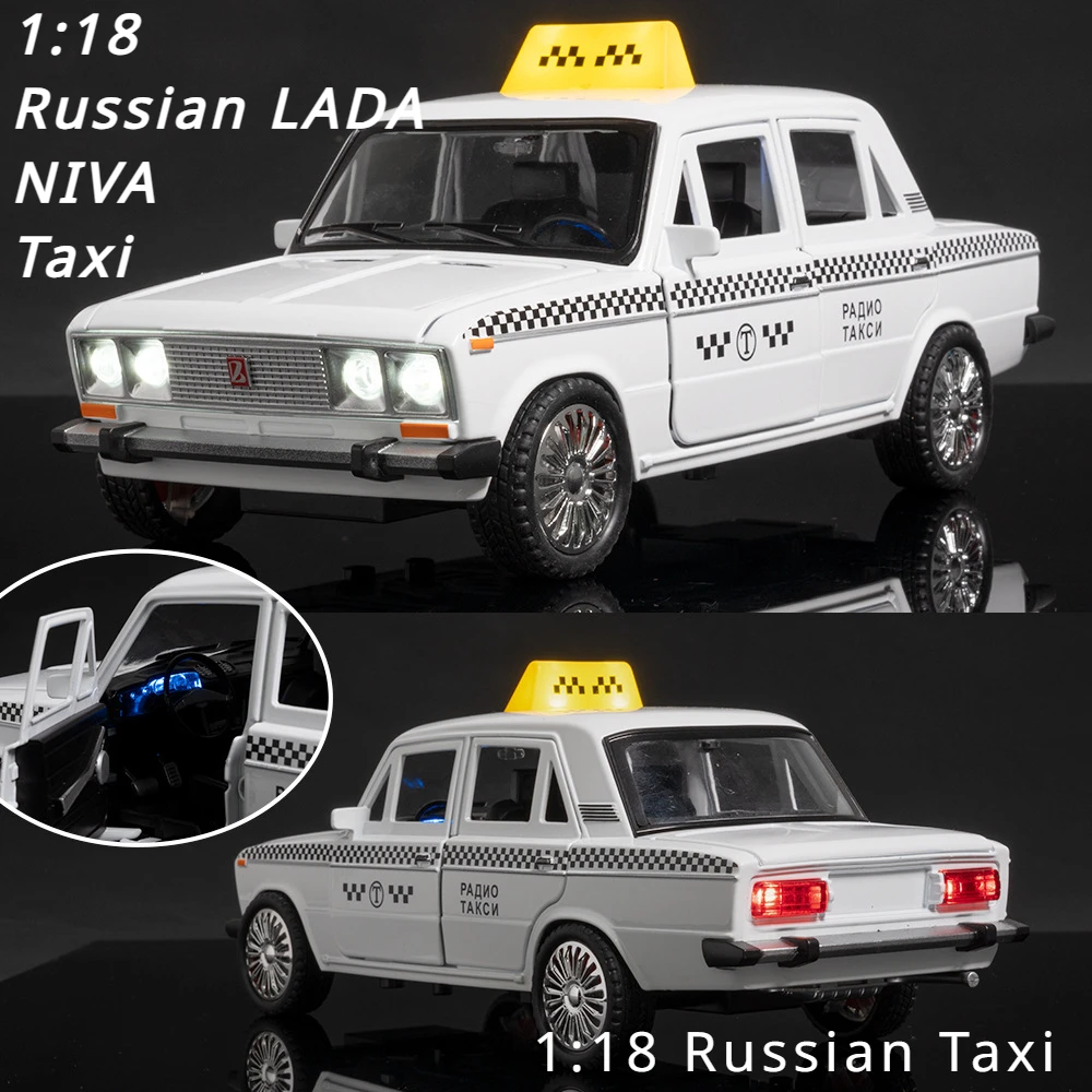 

1:18 Russian LADA NIVA Taxi Alloy Diecasts & Toy Vehicles Metal Toy Car Model Sound and light Collection Kids Toy G98