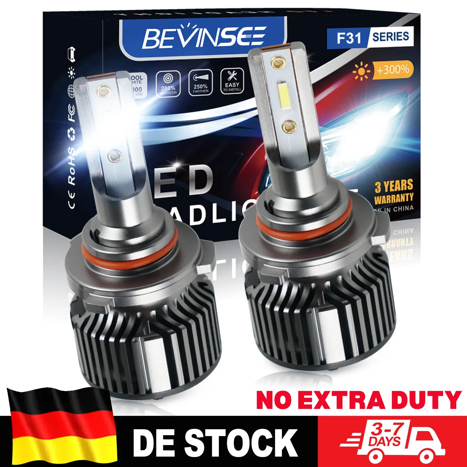 BEVINSEE 9005 HB3 H27 880 881 Samochodowe światła przeciwmgielne LED H4 HB2 9003 9007 HB5 Światła drogowe/mijania H1 Żarówki LED do reflektorów 6000K Super Jasne 12V