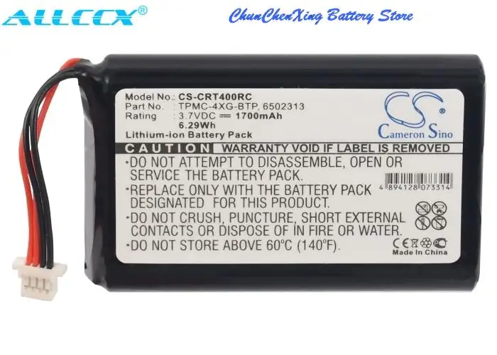 Cameron Sino 1700mAh Battery 6502313, TPMC-4XG-BTP for Crestron A0356, TPMC-4XG, TPMC-4XG Touchpanel