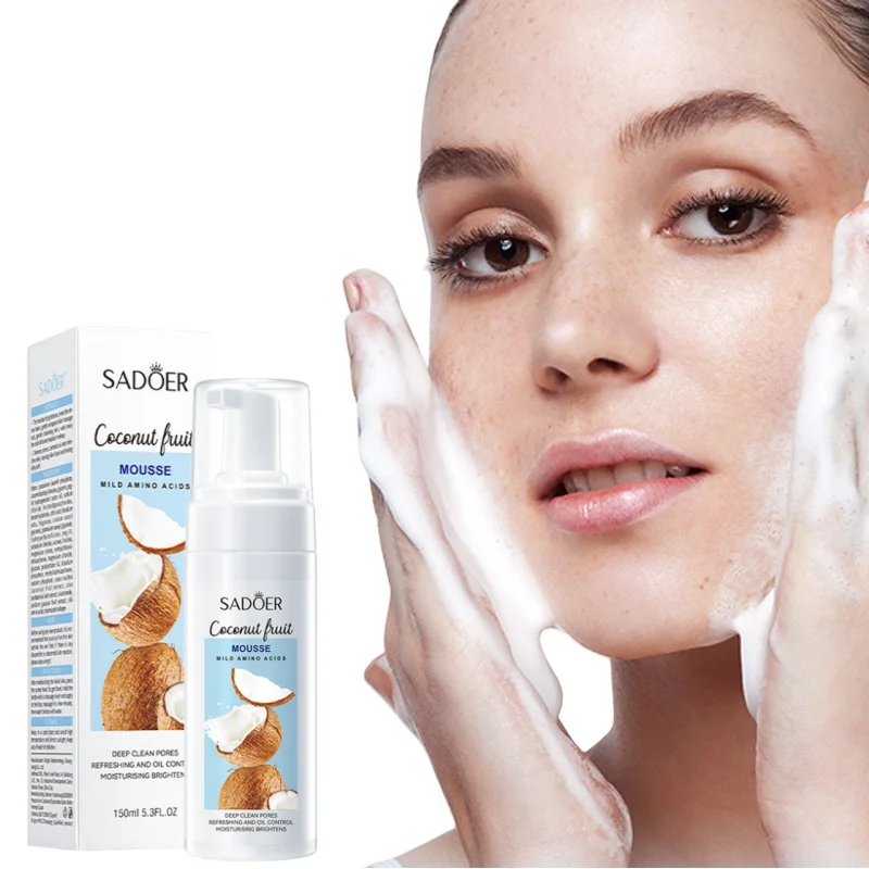 150ml Coconut Amino Acid Cleansing Mousse, Facial Cleanser, Contains Coconut Fruit Extract, Silk Amino Acids and Other Skin-Friendly Ingredients, Gentle and Non-Irritating, Deeply Cleanses the Face, Refreshing, Non-Greasy, Non-Drying, Non-Tightening, Produces Foam When Pressed, Rich, Dense, and Fine Foam, Easy to Rinse Essential Daily Facial Care