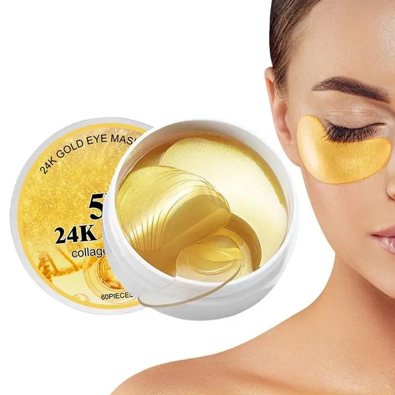 

24k Gold Under Eye Patches 60 Pcs Eye Mask Pure Gold Anti-Aging Collagen Hyaluronic Acid Under Eye Mask for Removing Dark Circle