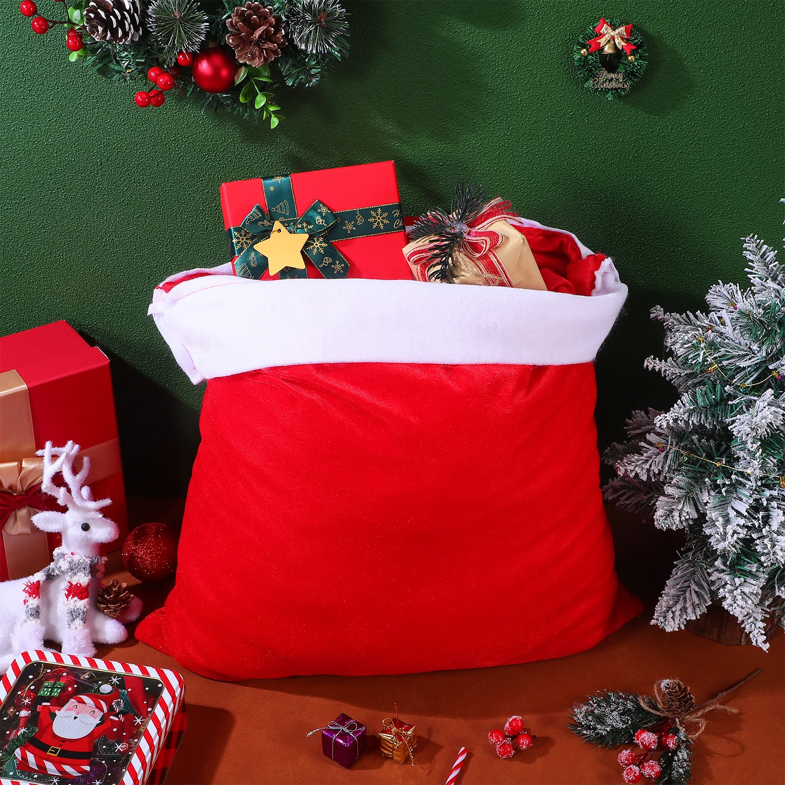 

Extra Large Holiday Gift Bags Red Fabric Drawstring Pouch for Christmas Candies Snacks Cookies Surprise Present for Family