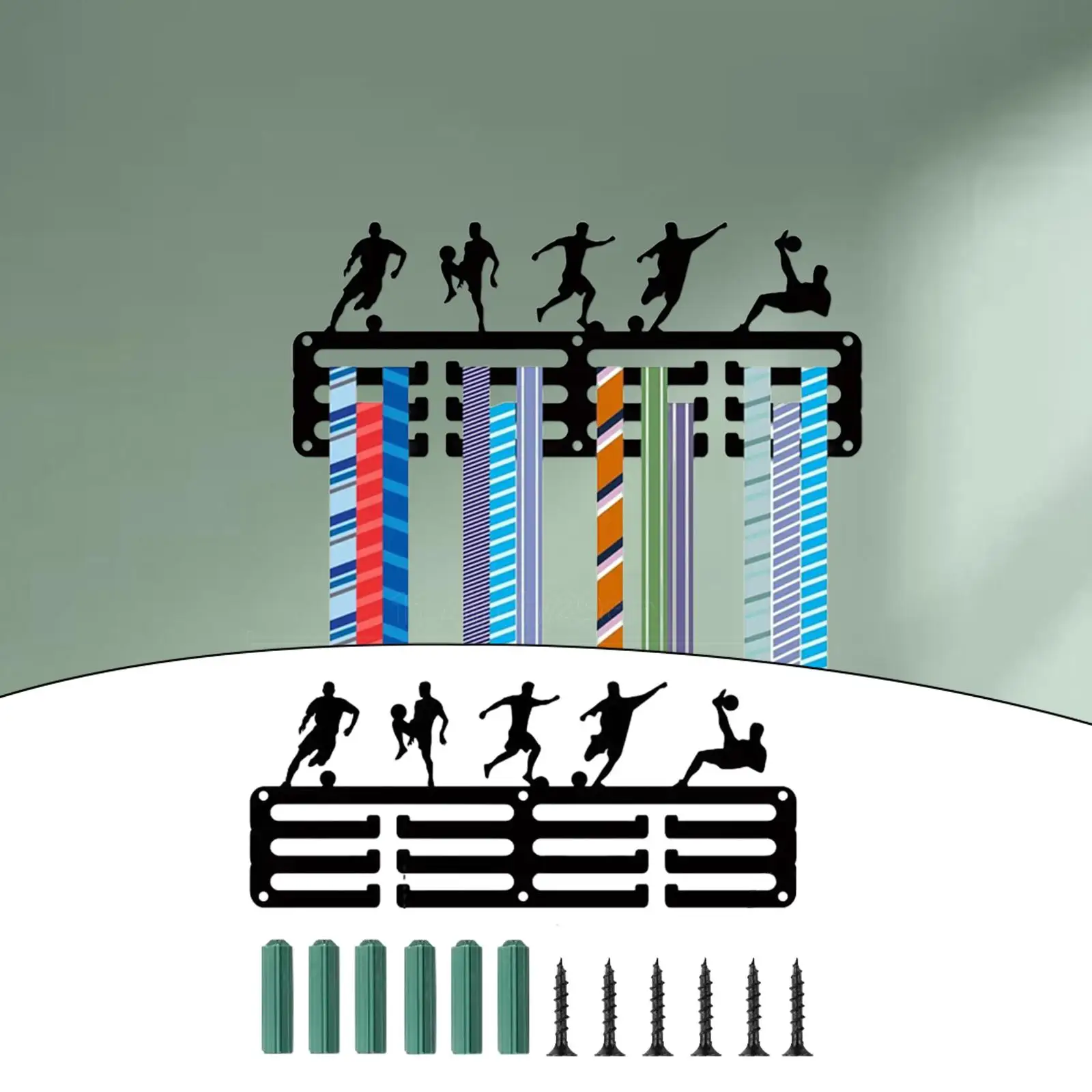 Fußball-Medaillenhaken, Aufhänger, schwarz, Geschenke, Medaillen-Organizer, Medaillen-Aufhänger, Display für Wohnzimmer, Zuhause, Schule, Fußballvereine, Schlafzimmer