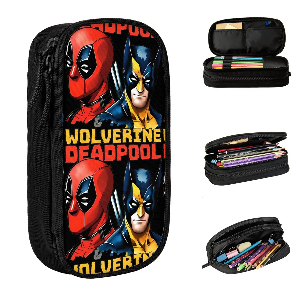 Deadpool Woolverine Wade Wilson And James Logan Pencil Case Pencil Box Pen Holder Student Bag School Supplies Gift Stationery