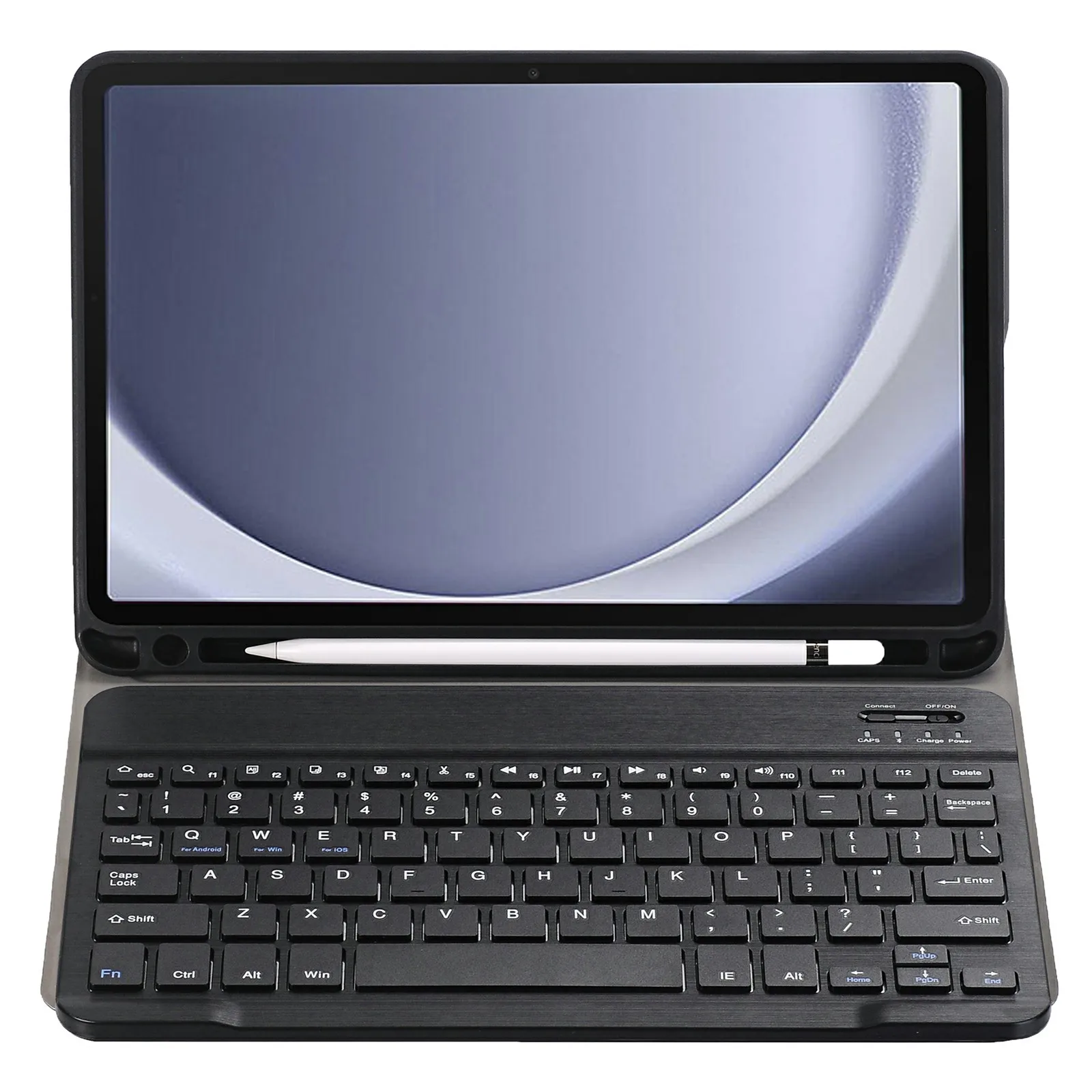 Picture 5: A09B For Samsung Galaxy Tab A9+ X210 X215 X216 Stand Cover + Bluetooth-compatible Keyboard with Pencil Holder - Black