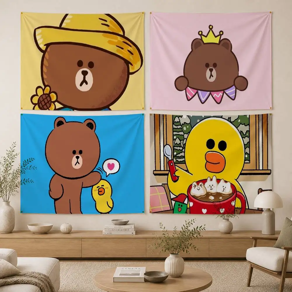 Cartoon L-LINE F-Friends Flag Digital Printing Banner for Garage Wall Out Door Decoration