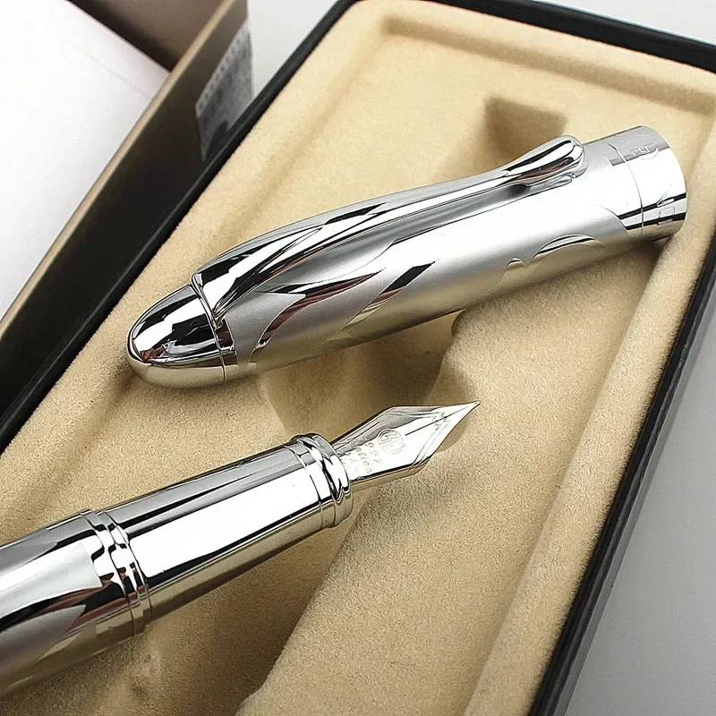 

New New Silver Engraving Fountain Pen 0.38mm&0.5mm Best Selling Ink Pen Gift High Quality Student Supplies Calligraphy Pens