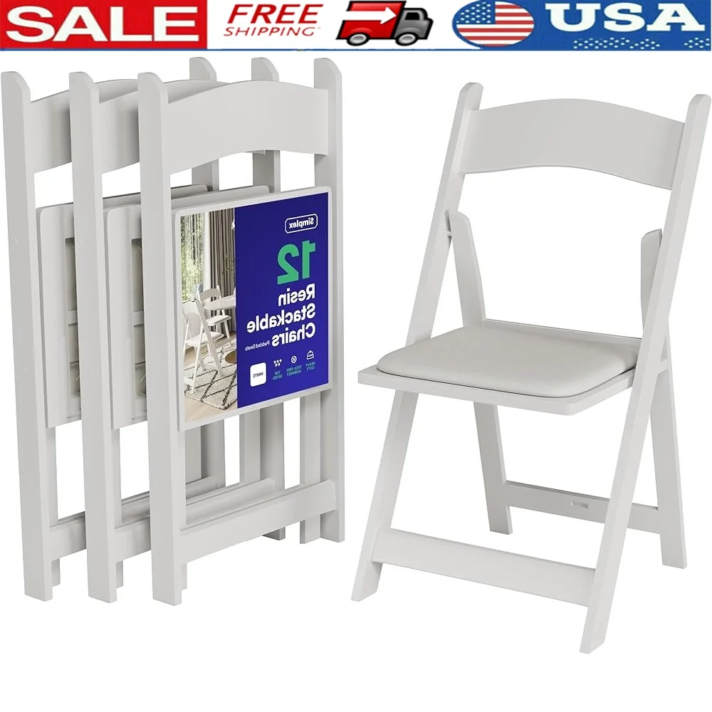 

Упаковка из белой смолы, складные стулья, удобные штабелируемые мягкие сиденья, легкие, для использования в помещении, на открытом воздухе, прочные, удобные для хранения