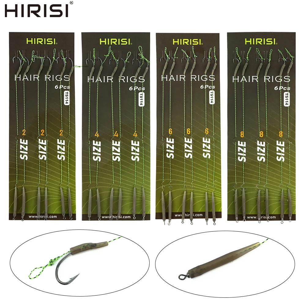 Hirisi TS114 30 Stück Karpfenangeln Fertiggeknüpfte Haken-Rigs Süßwasser-Angelzubehör