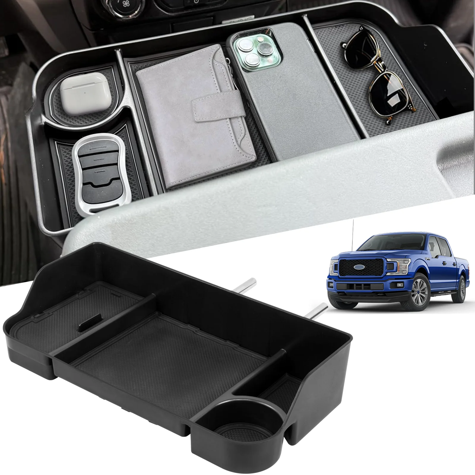 

Center Console Seat Headrest Organizer For Ford F150 F250 F350 F450 F550 F650 2011-2025 Front Console Tray Storage Box Car Parts