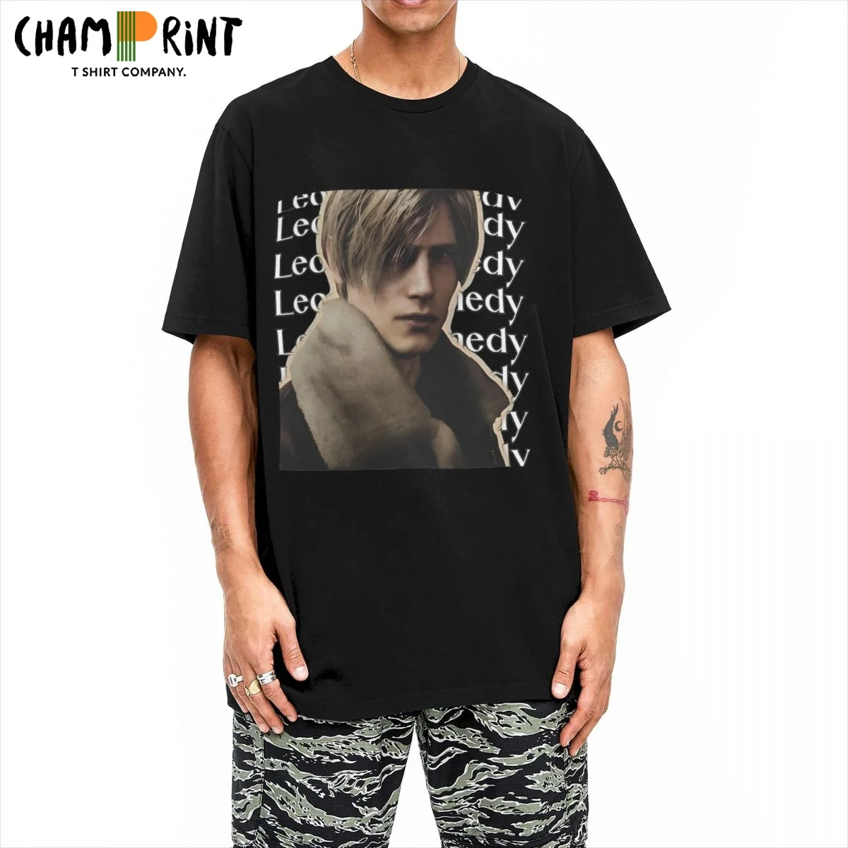 Men's LEON SCOT KENNEDY Resident Evils T Shirts 100% Cotton Clothes Fun Short Sleeve O Neck Tee Shirt Plus Size T-Shirts