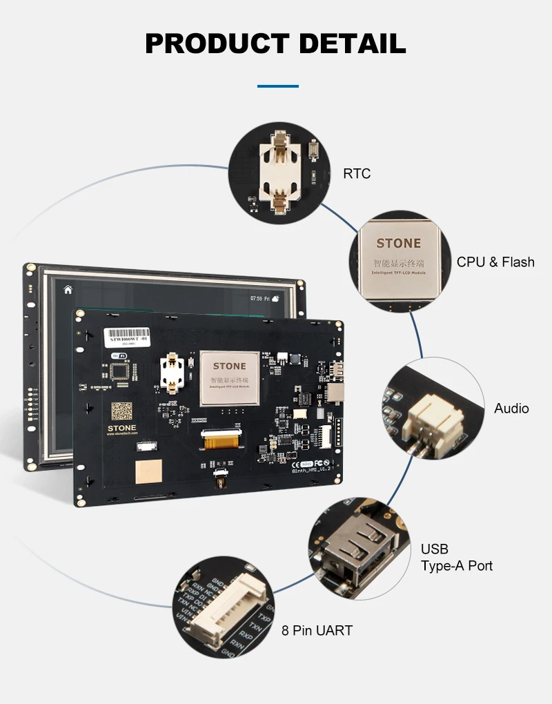 STONE 8 Inch Serial Port Instruction Command Screen LCD Modules TFT Display HMI Screen Touch Screen Smart Intelligent