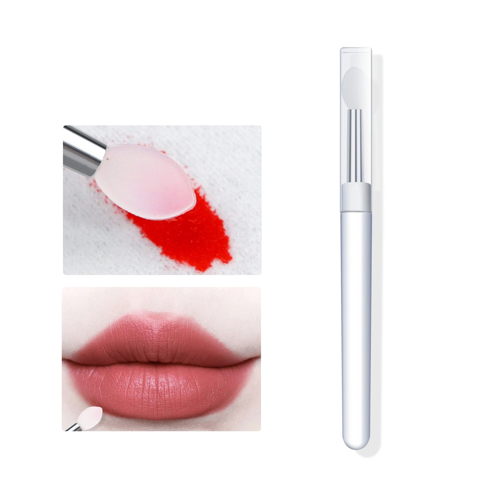 Nail Art Silicone Brush Reusable Universal Mirror Powder Pigment Applying Manicure Tool Easy To Use Transparent Applicator Stick image 5
