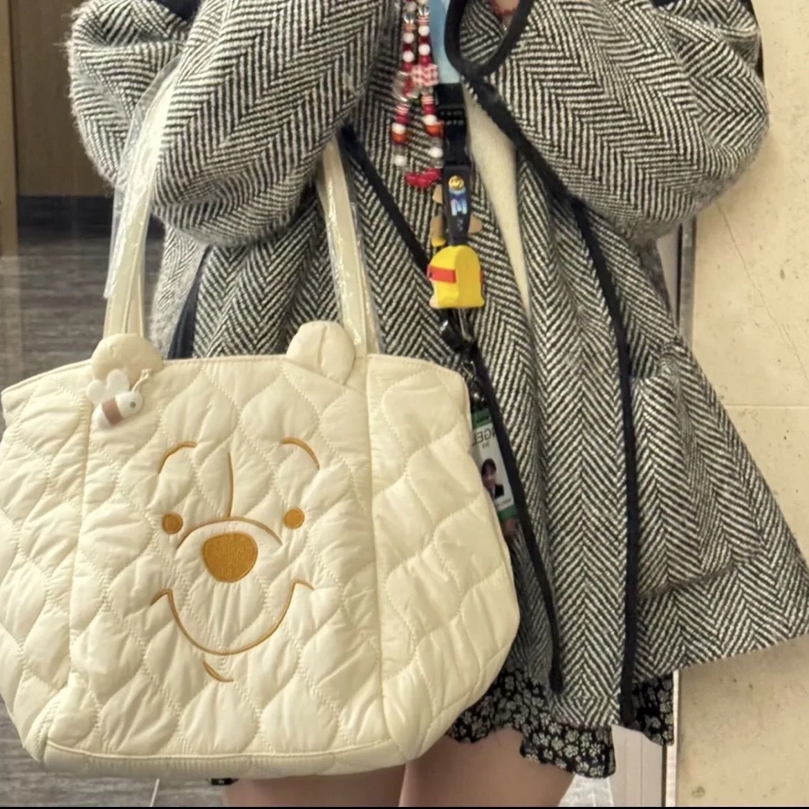 Disney Winnie the Pooh Cute Cartoon Tote Bag Kawaii Handbags Lovely Periphery Single Shoulder Bag High-Capacity Adorkable Gifts