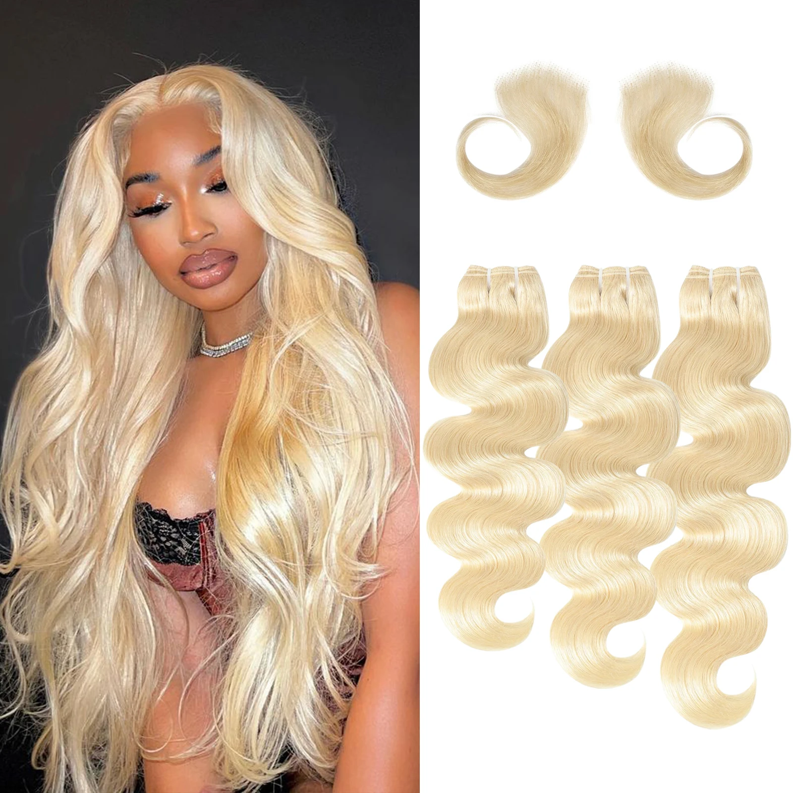 16A #613 3 Bundles Human Hair Wig Honey Blonde Color Body Wave Bundles Weave Wig 100% Virgin Unprocessed Brazilian Human Hair