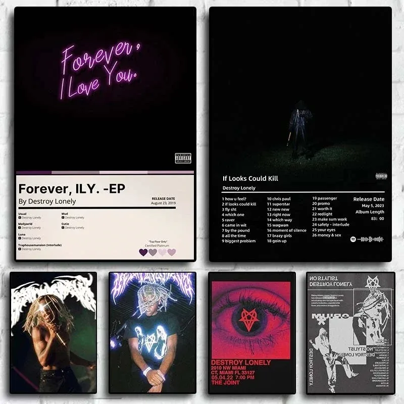 Rapper Destroy Lonely New Music Album Poster Set If Looks Could Kill Cover Pop Single Ep Canvas Painting Wall Art Room Decor