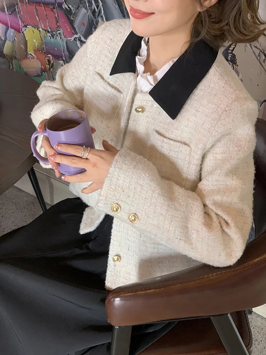 

ELINSU женская верхняя одежда iny с блестками, шерстяная смесь, осень-зима, модный топ Quali Commute Sle Batwing Sve