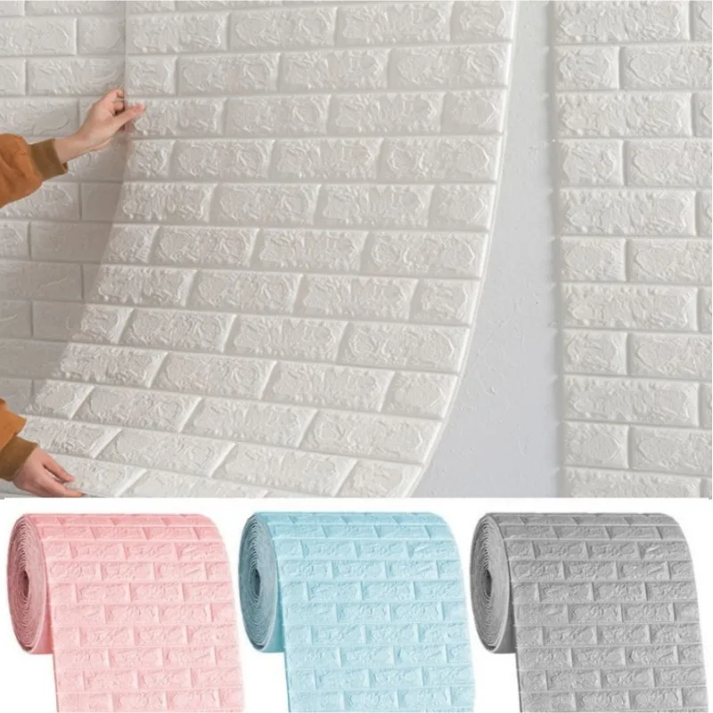 

3D Brick Wall Stickers DIY Decor Self-Adhesive Waterproof Wallpaper For Kids Room Bedroom Kitchen Home Wall Decoration